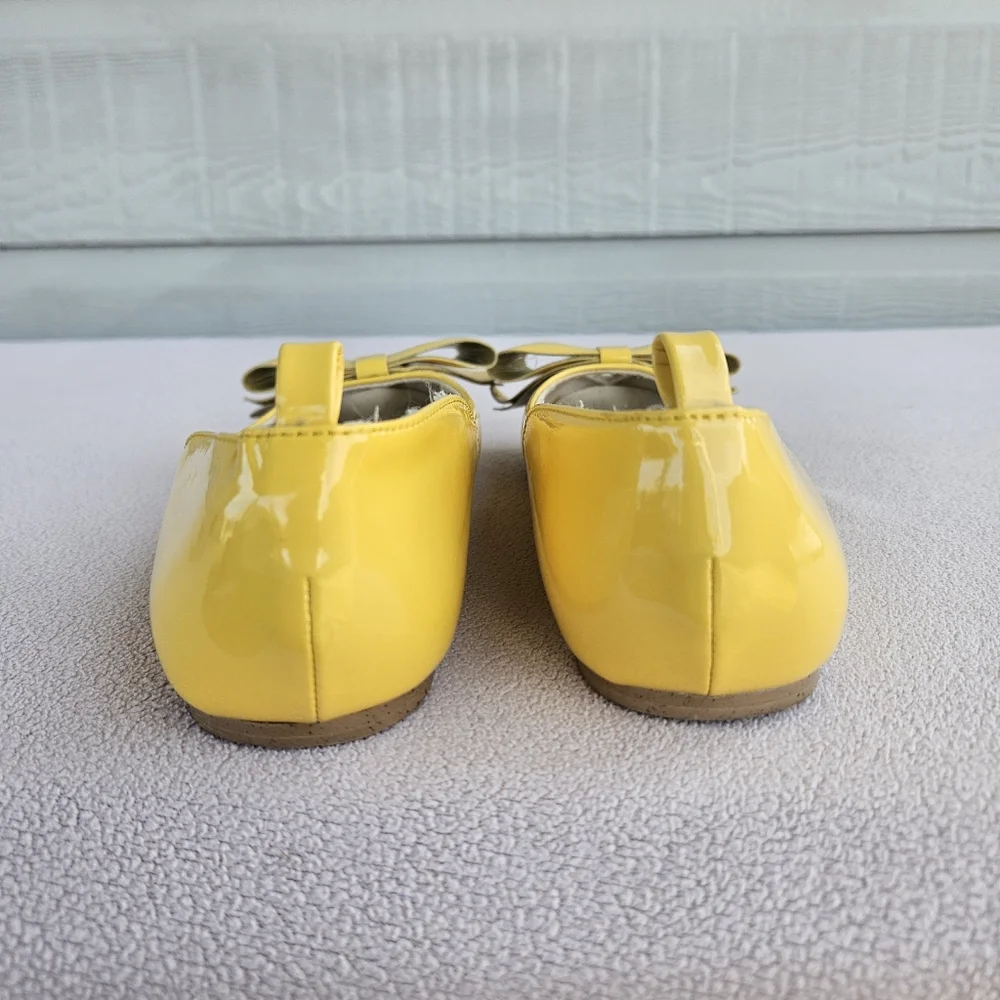 Joyfolie Lyra Yellow Peep Toe Bow Flat Girl Youth SZ 1 Spring Formal Dress